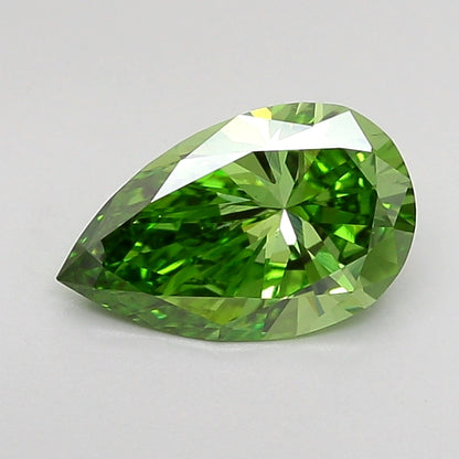 PEAR 0.99 CARAT FANCY VIVID GREEN VS1  VG VG NONE