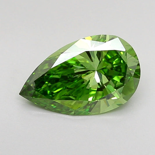 PEAR 0.99 CARAT FANCY VIVID GREEN VS1  VG VG NONE
