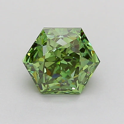 HEXAGONAL 1.04 CARAT FANCY VIVID GREEN VS1  VG EX NONE
