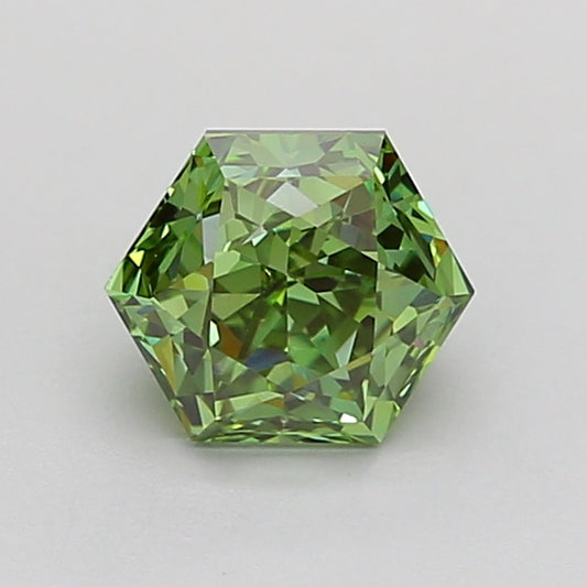 HEXAGONAL 1.04 CARAT FANCY VIVID GREEN VS1  VG EX NONE
